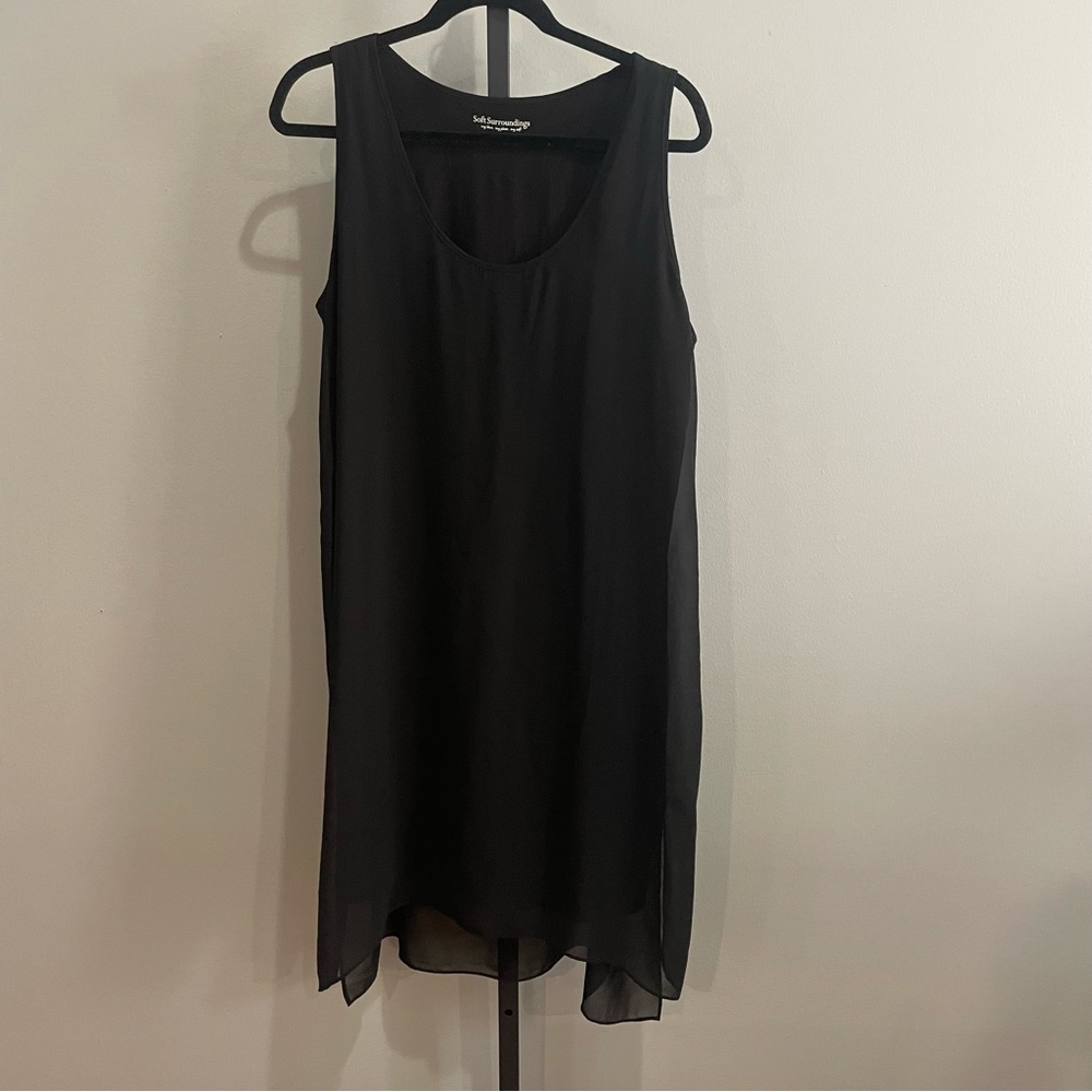 Soft Surroundings Black Sleeveless Chiffon Dress Size Large